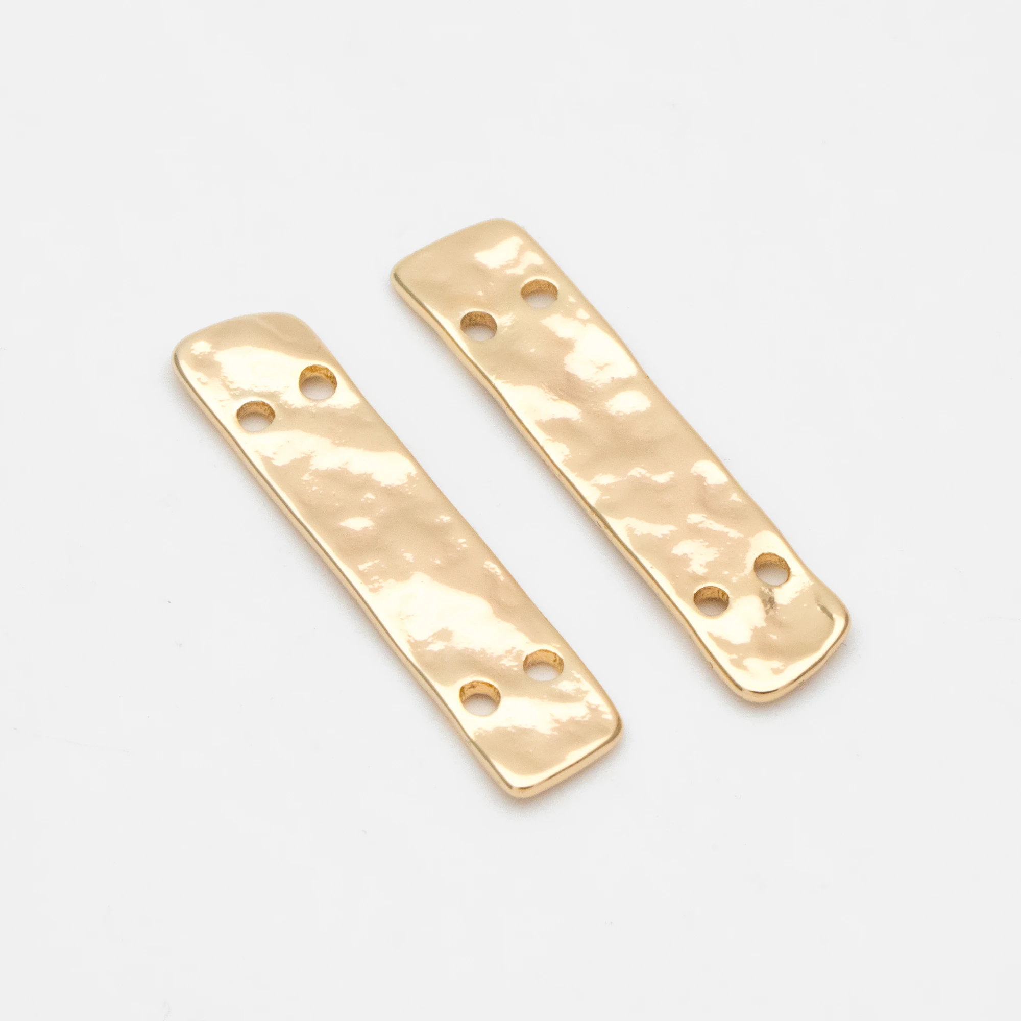 

10pcs Rectangle Connectors with 4 Holes, 18K Gold Plated Brass, Bar Charms with Multi Holes (GB-3390)