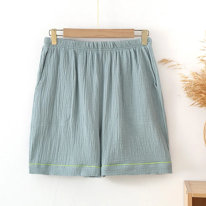 Pantalones De Mujer New Pure Cotton Crepe Women's Pajamas Pant Summer Night Wear Shorts Loose Ladies Sleepwear Home Pants_ecoleips.com