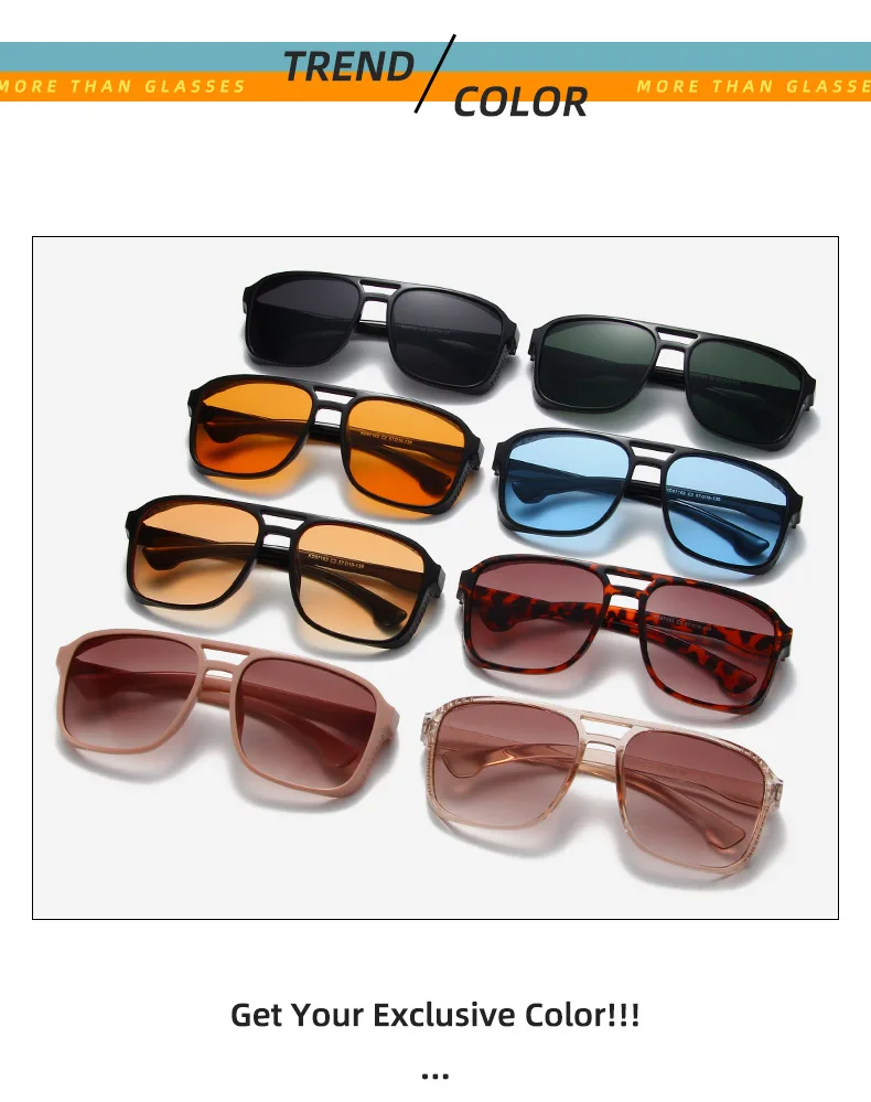 Neue Vintage-Sonnenbrille für Damen und Herren, Quadratischer PC-Rahmen, Marken-Designer Retro-Shades, Modische Sonnenbrille ﻿ für Männer – Detail 8