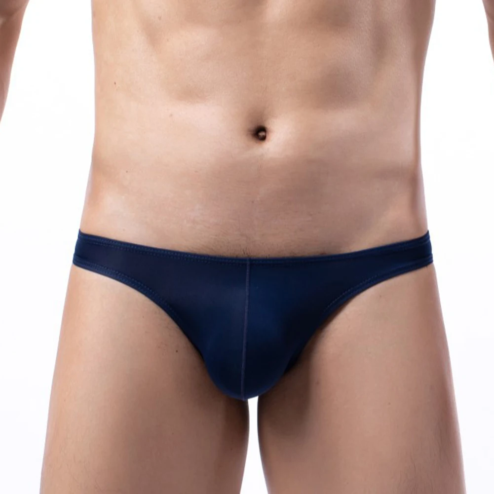 

1pc New Men's Sexy Ice Silk Briefs Solid Color Bikini Lingerie Thongs Underwear U-Convex Pouch Brief Shorts Man Panties