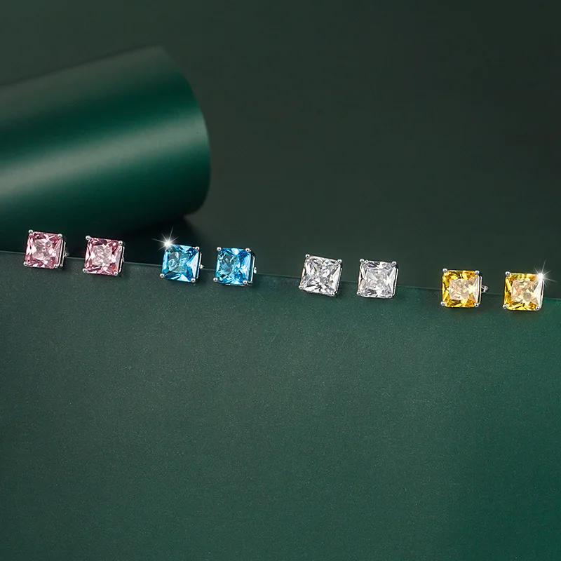 

Astuyo Wish Fashion Cubic Zirconia Earrings Square Shape Ear Stud for Women Crystals Female Jewelry Best Gift