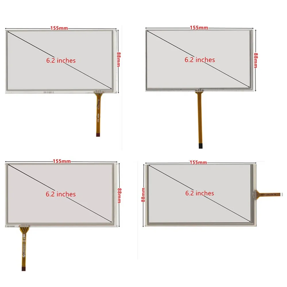 Car Touch Screen Panel Universal 6.2/7/8/9 inch 4Pin Resistance Digitizer Touch Screen Panel Glass Car DVD GPS Navigation Center Console Multimedia