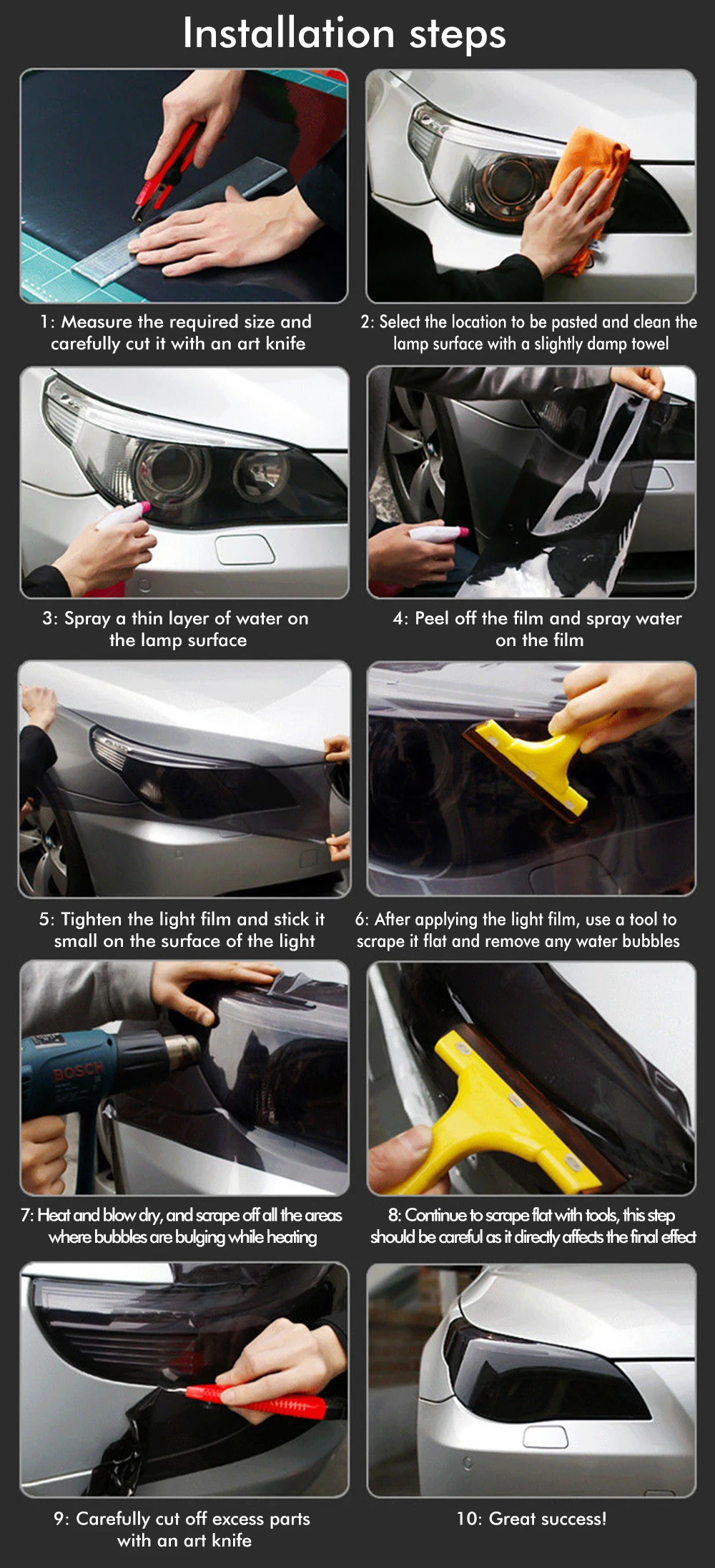 Car Light Tint Film Sample
