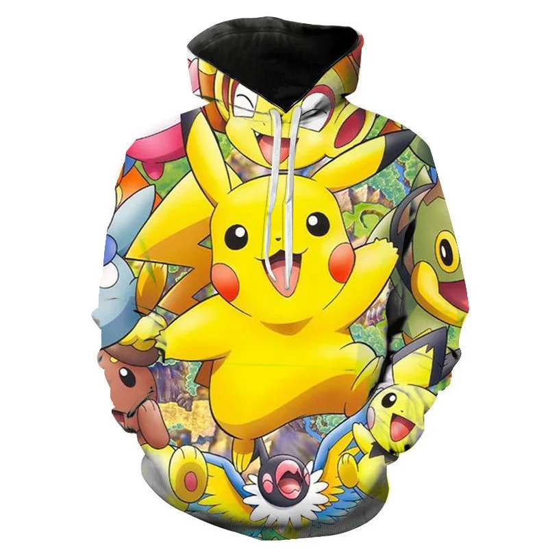 

Pokemon Men's Hoodies For Adults Children Anime Elf Pikachu Peripheral Two-dimensional 3D Printed Sweatshirts, The Best Gift