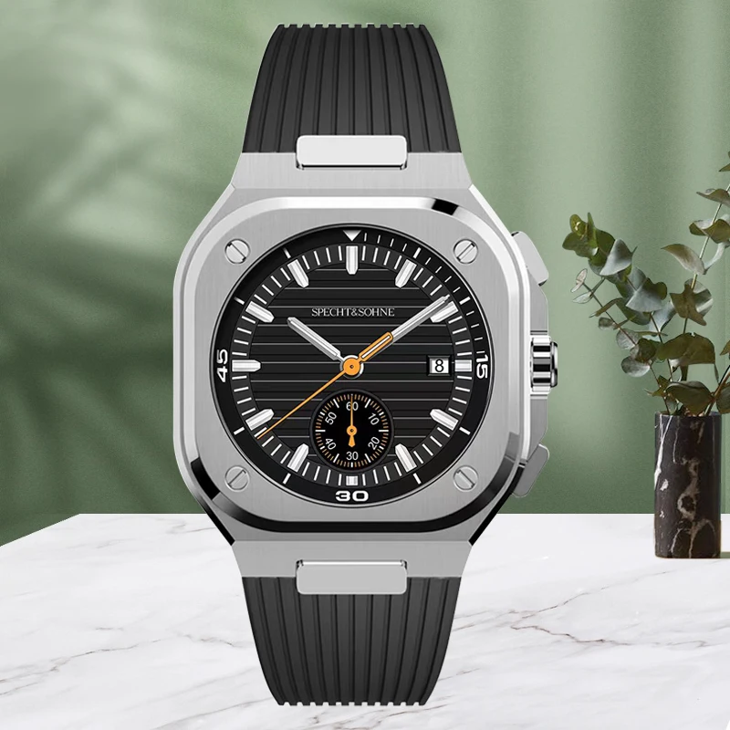 Specht & Sohne Quartz Relógios Masculinos Relógios Desportivos Impermeáveis Pulseira de Borracha Sapphire Marca de Luxo Moda 50m