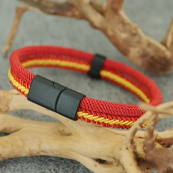 Stylish Ethnic Fabric Rope Bracelet Men Handmade Detachable Magnet Clasp Bilayer Braided Braslet Leisure Sports Homme Decoration