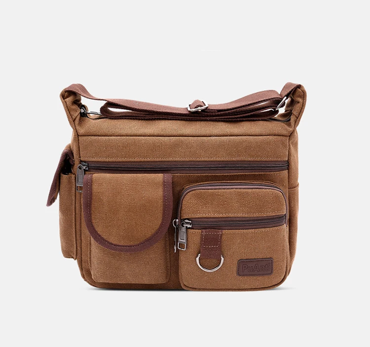 thumbnail image 1 of Bolso de mensajero de lona para hombres, resistente al agua, encerado, bandolera, maletín, bolso de hombro acolchado, bolso de mano, venta caliente, más nuevo, 1 of 5