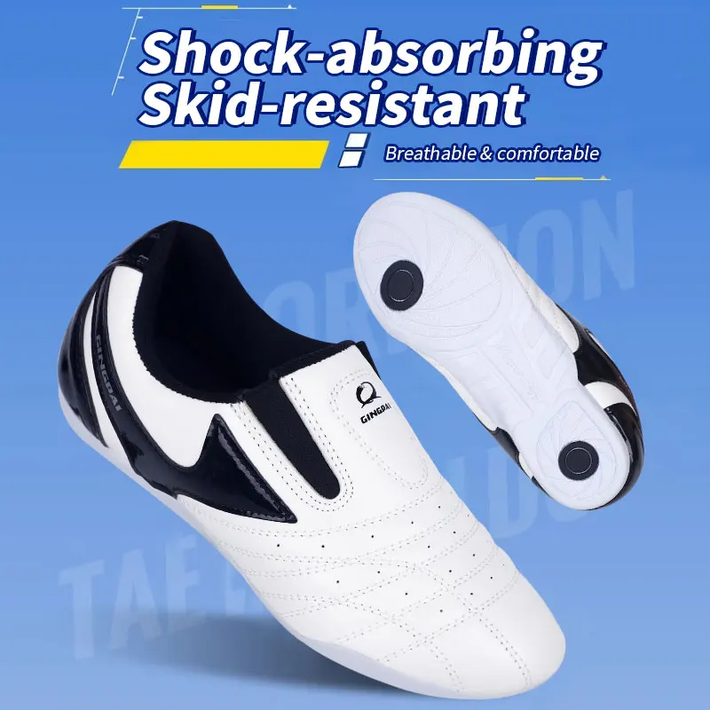 Ademende Taekwondo Schoenen Karate Kung Fu Vechtsport Schoenen Vrouw Mannen En Kinderen Zachte Rubberen Zolen Sneakers,White-43 EU