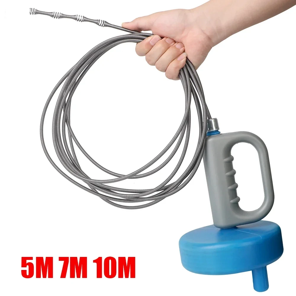 Drain Unblocker Toilet Sink Drain Unblocker Sewer Pipe Plunger 5/7/10 Meters Handheld Extendable Bathroom Kitchen Cleaning