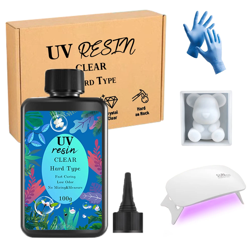 

UV Glue Kit UV Resin Adhesive Transparent Fast Curing Ultraviolet for Jewelry Making Casting & Coating Craft DIY