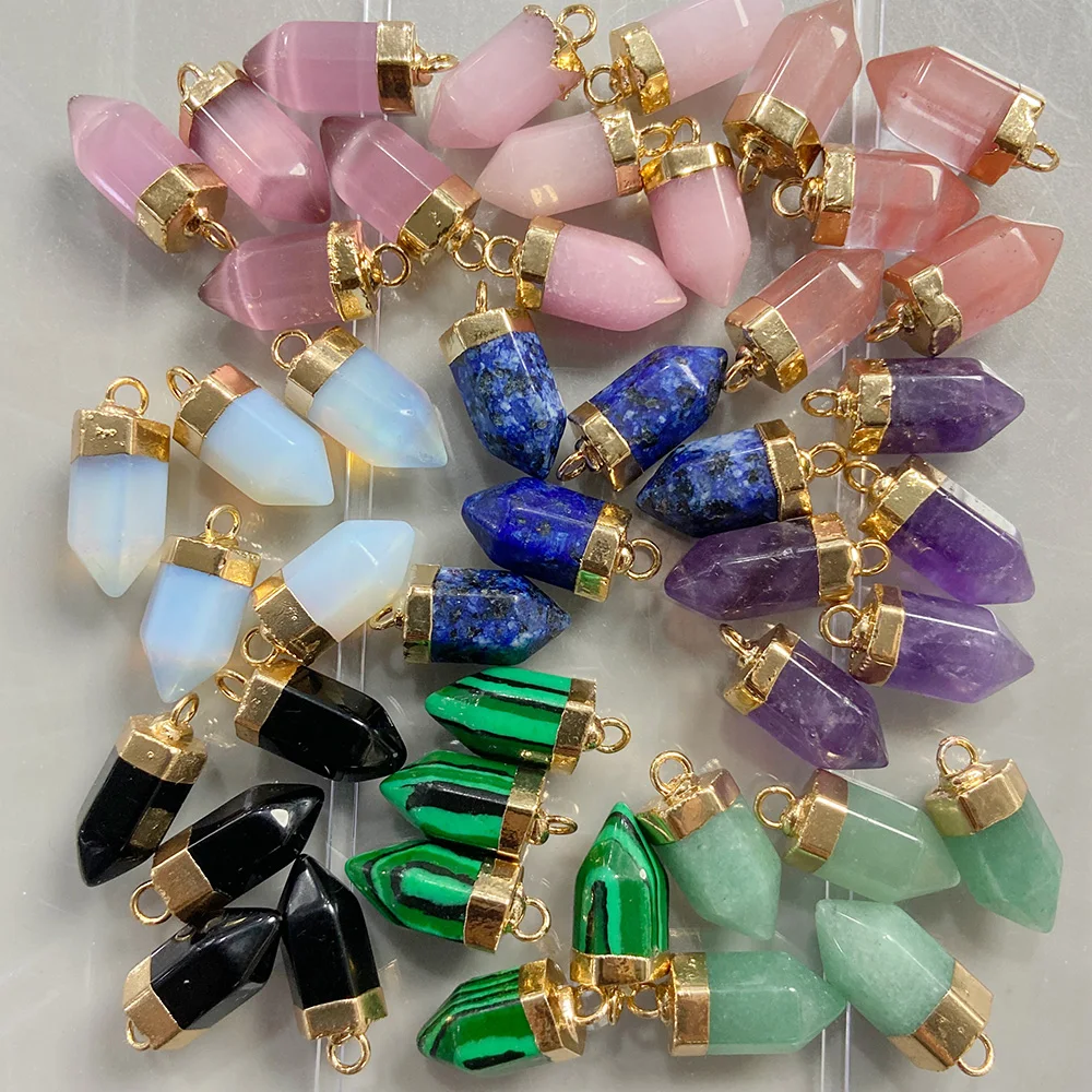 天然素材アクセサリー6点セット ジュエリーペンダント,小さな六角形のアクセサリー,天然石の宝石