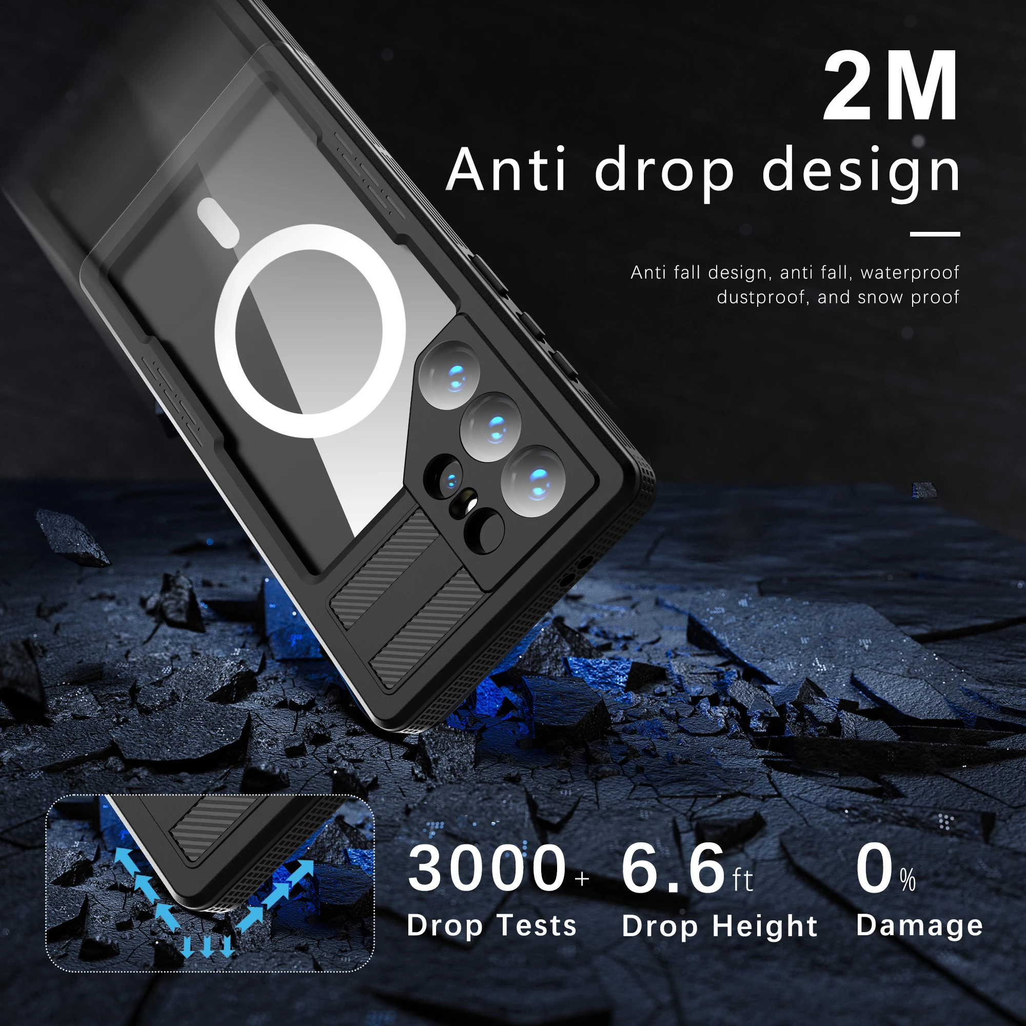 Mars Series Magnetic Charging IP68 Waterproof Case For Samsung Galaxy S24 Ultra Plus Diving Swim Outdoor Sports Climbing Cover