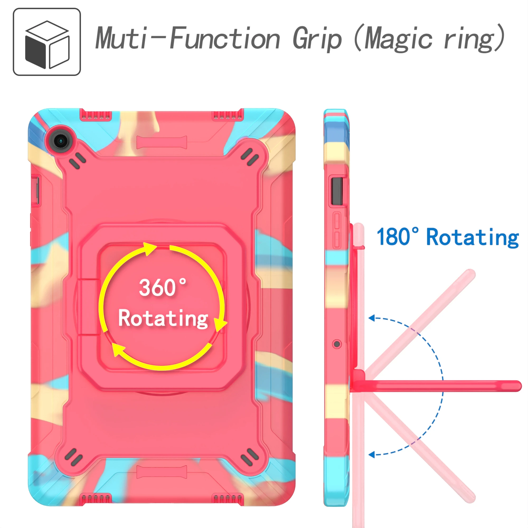 Full-Body Drop Protection Tablet Case with 360° Rotating Hand Strap and Stand
