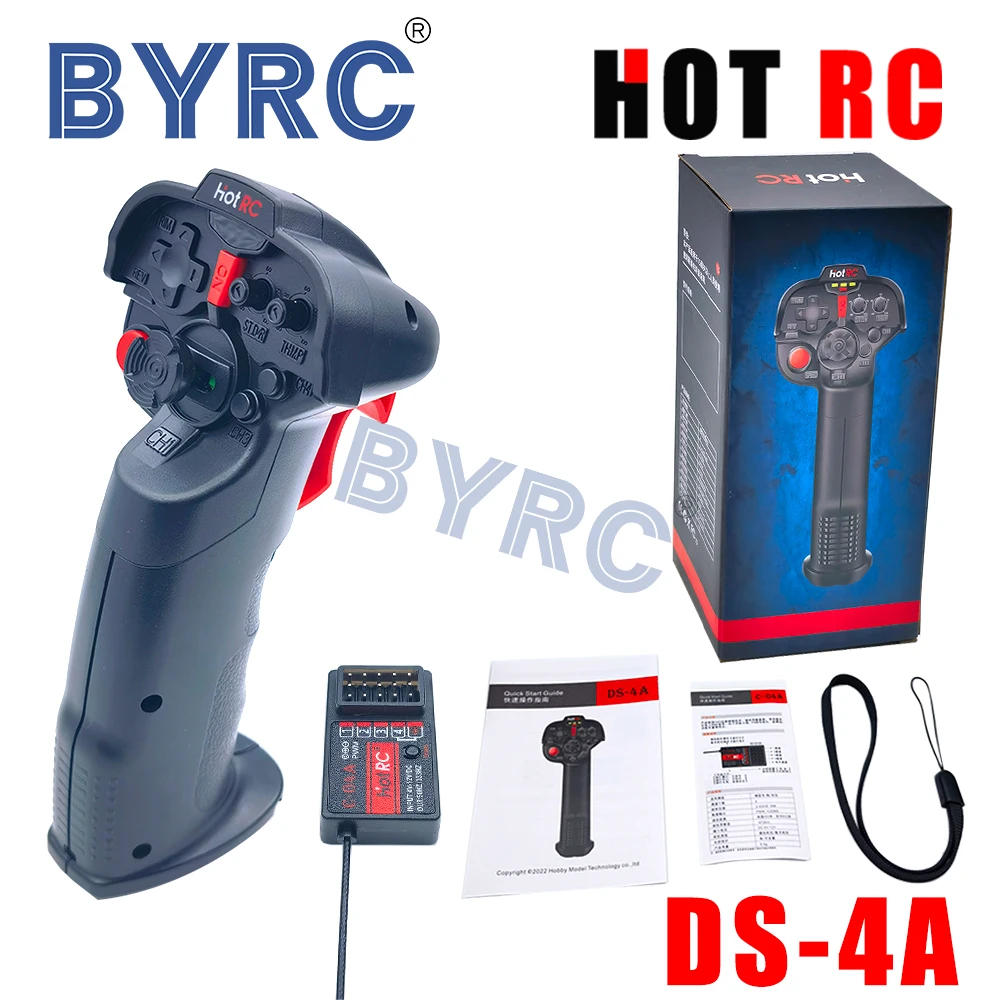 HOTRC DS4A 2.4G 4 Channel Single Hand RC Radio Transmitter with 4Ch