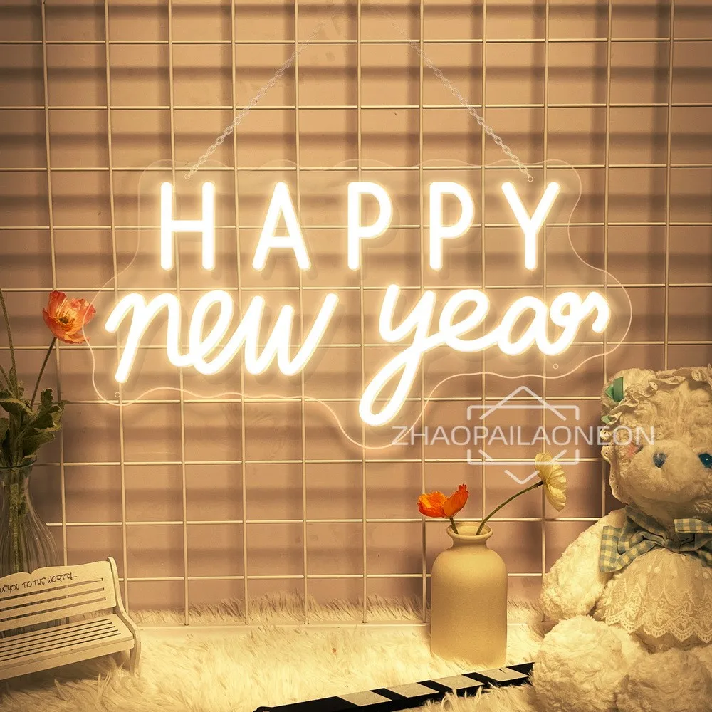 Happy New Year Neon Sign Led Light Party Decor Wall Art Neon Light Led Signs Room Decor Bar Shop Cafe Restaurant Decortive Light