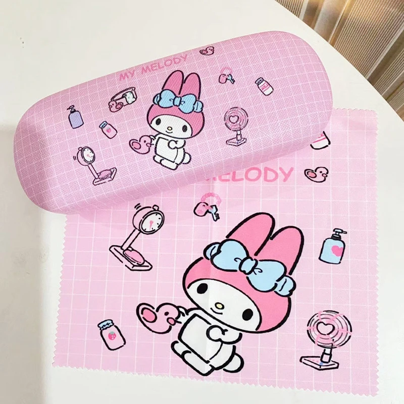 

Sanrio Hello Kitty Cinnamoroll Kuromi Melody Glasses Case Kawaii Cute Creative Portable Myopia Glasses Storage Box Girls Gifts