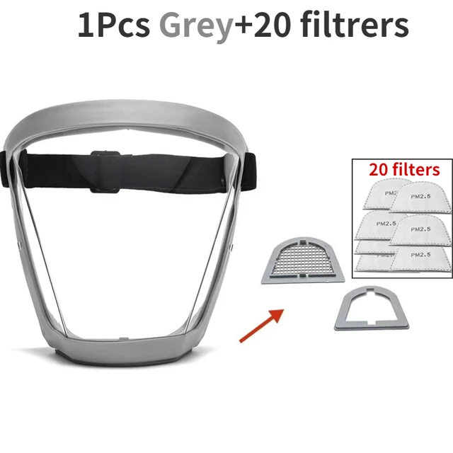 Security protection Transparent full face shield safety glasses Protective Cover WindProof Anti-fog Eye Protection Face Mask 1 mask 20Filters