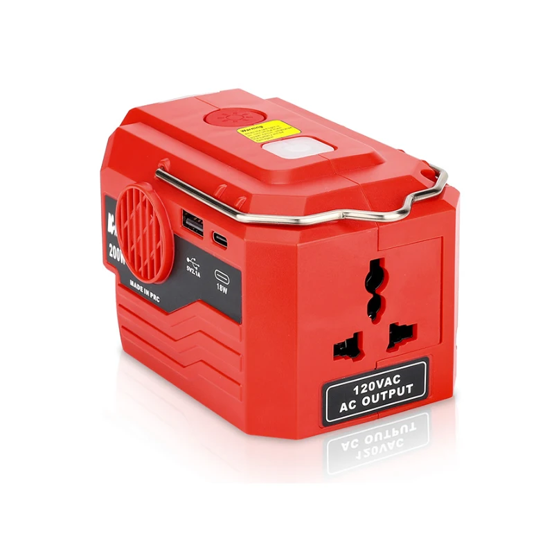 For Makita/Bosch/Dewalt/Milwaukee 18V Battery Outdoor Portable Inverter 200W AC