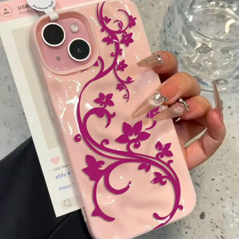 Elegant Hand-Painted Rose & Butterfly Silicone Phone Case - Shockproof Back Cover