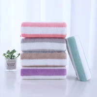 35x75cm Bath Towel Coral Fleece Microfiber Striped Adult Household Textiles Bathroom Soft Woman Sauna Spa Absorbent Towel 2