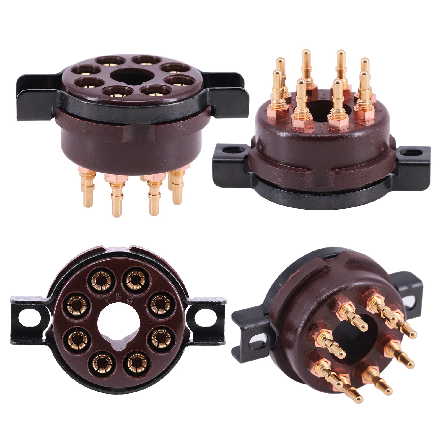CMC 8Pin Tube Socket PTFE/Bakelite Gold Plated For 6SN7 6SL7 6CA7 6550 KT66 KT88 Tube Amplifier Audio HIFI