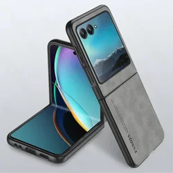 Luxury Retro Business Leather Shockproof Phone Case for Motorola razr 2024 (GRAY)