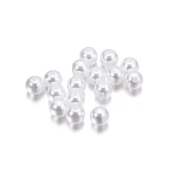 Bulk Pack of Beige Acrylic Imitation Pearl Beads - 14mm x20Pcs (White)
