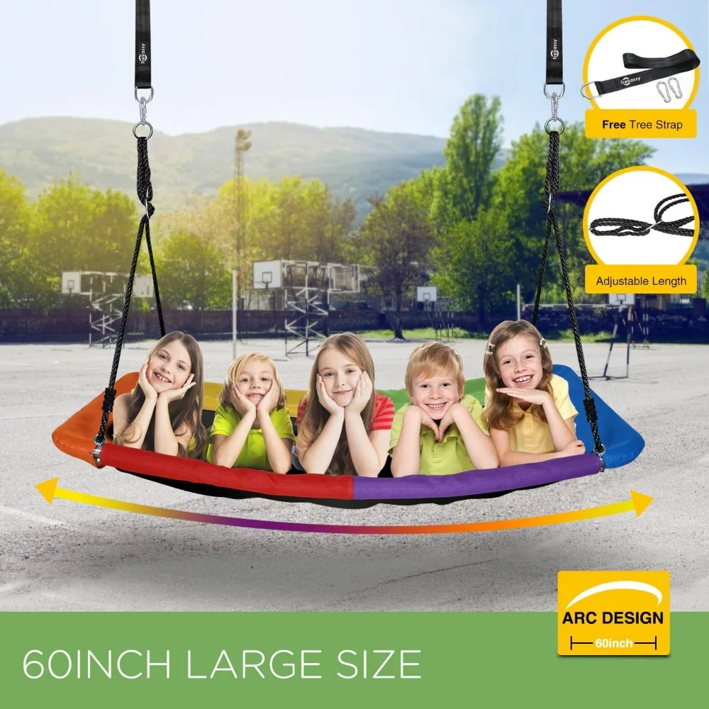 700lb Giant 60"  Platform Metal Tree Swing for Kids and Adults Wear- Resistant with 2 Hanging Straps 3