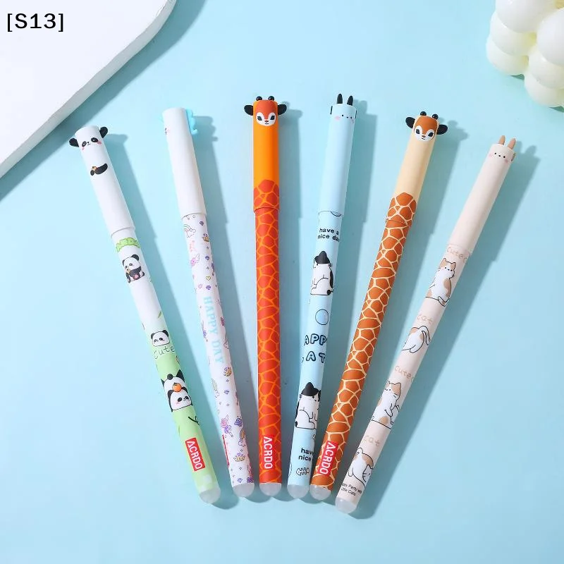 6/8/10Pcs Cute Writing Tool Animal-Shaped Erasable Pens For Journaling Writing Office Supplies Gift Ideas Office Stationery[S13] - 4