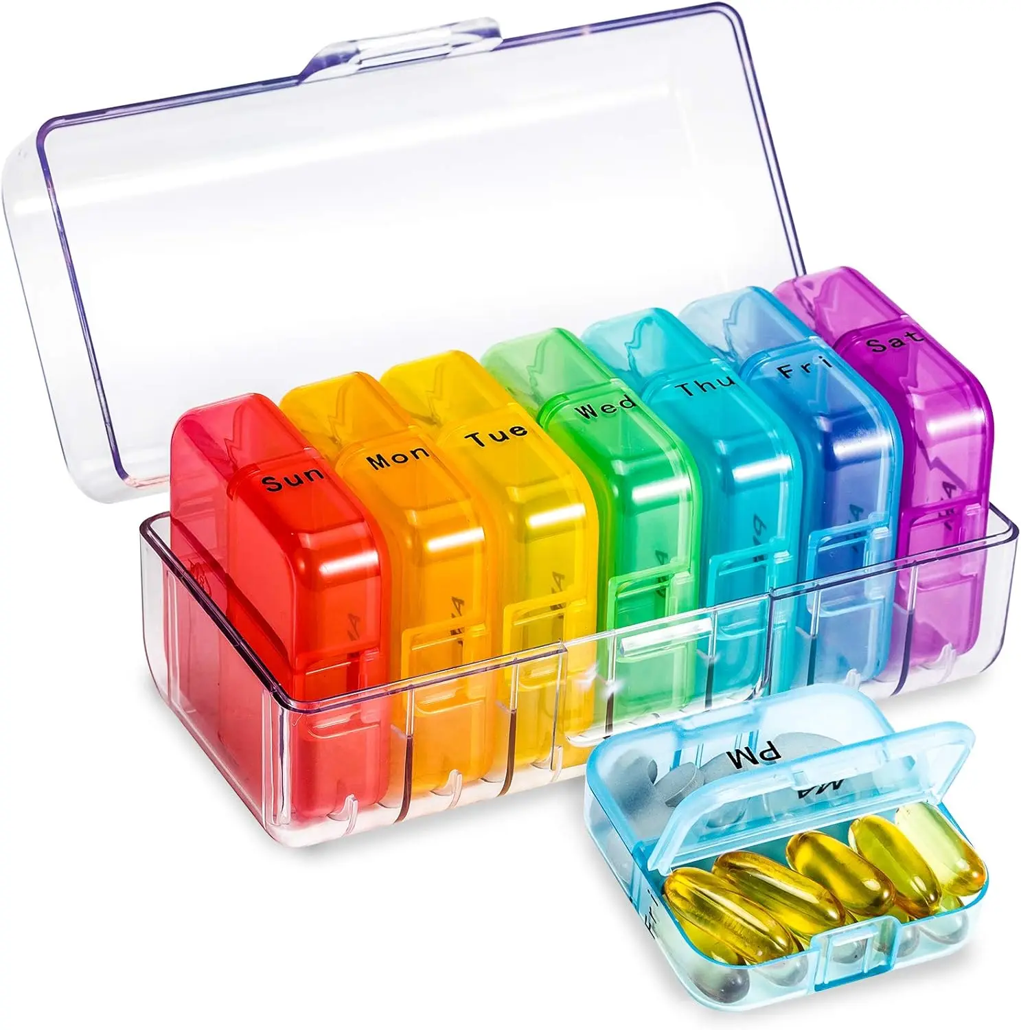 Premium Weekly Pill Organizer with Dual Daily Compartments for Vitamins & Supplements