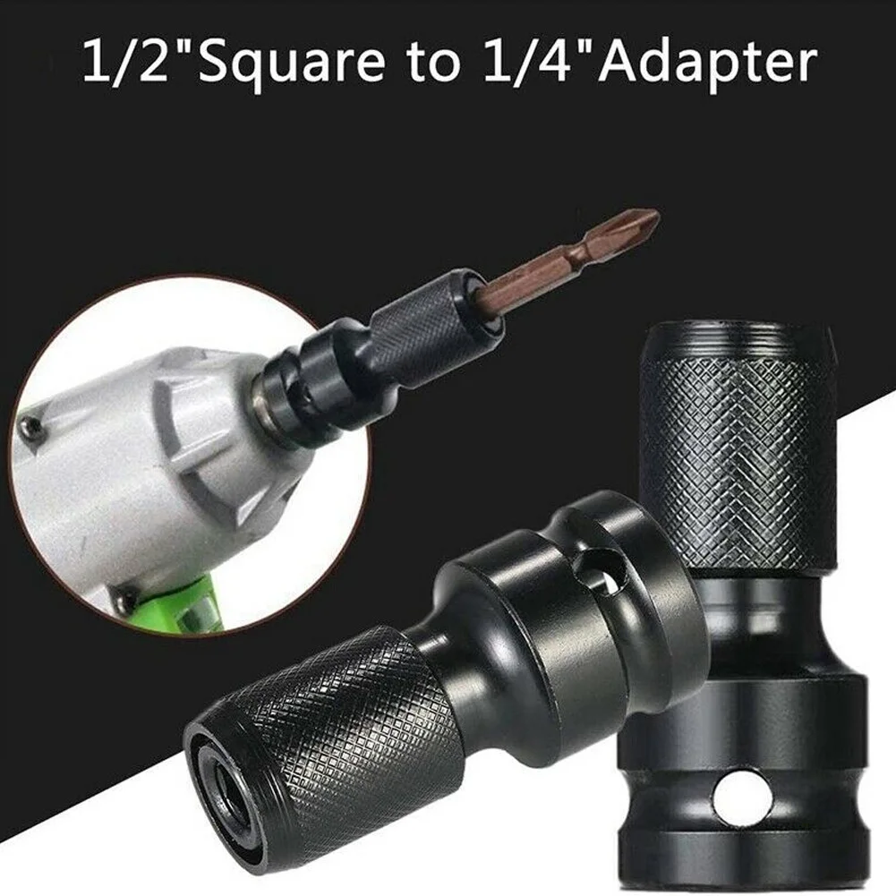 1/4'' Hex Ratchet Socket 1/2inch Drive To 1/4in Impact Wrench Socket Set Adapter Spanner Drive Converter Tool Drilling Bits 6