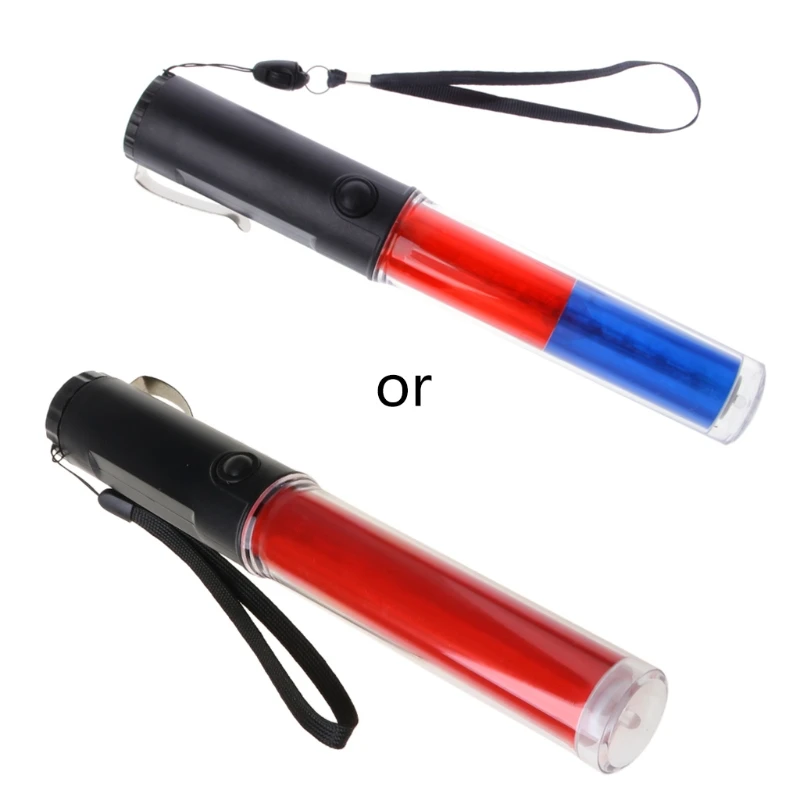 LED Flashlight Plastic Traffic Wand Torch 4 Modes Blizzard Flash