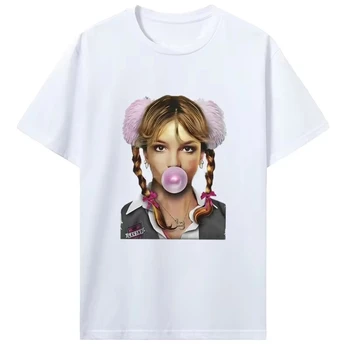Singer Britney Spears Bubblegum Graphic T-Shirt Men Women High Quality Vintage 100% Cotton Oversized T-shirt Tops Streetwear 1
