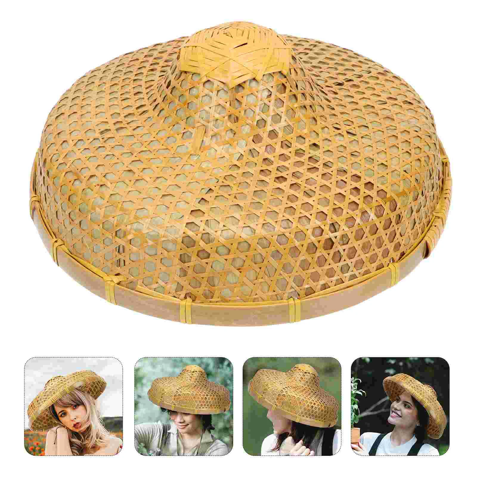 

Bamboo Hat Farmer Hat Asian Japanese Rice Sun Hats Chinese Coolie Conical Rain Beach Proof Fisherman Cone Vietnamese Paddy