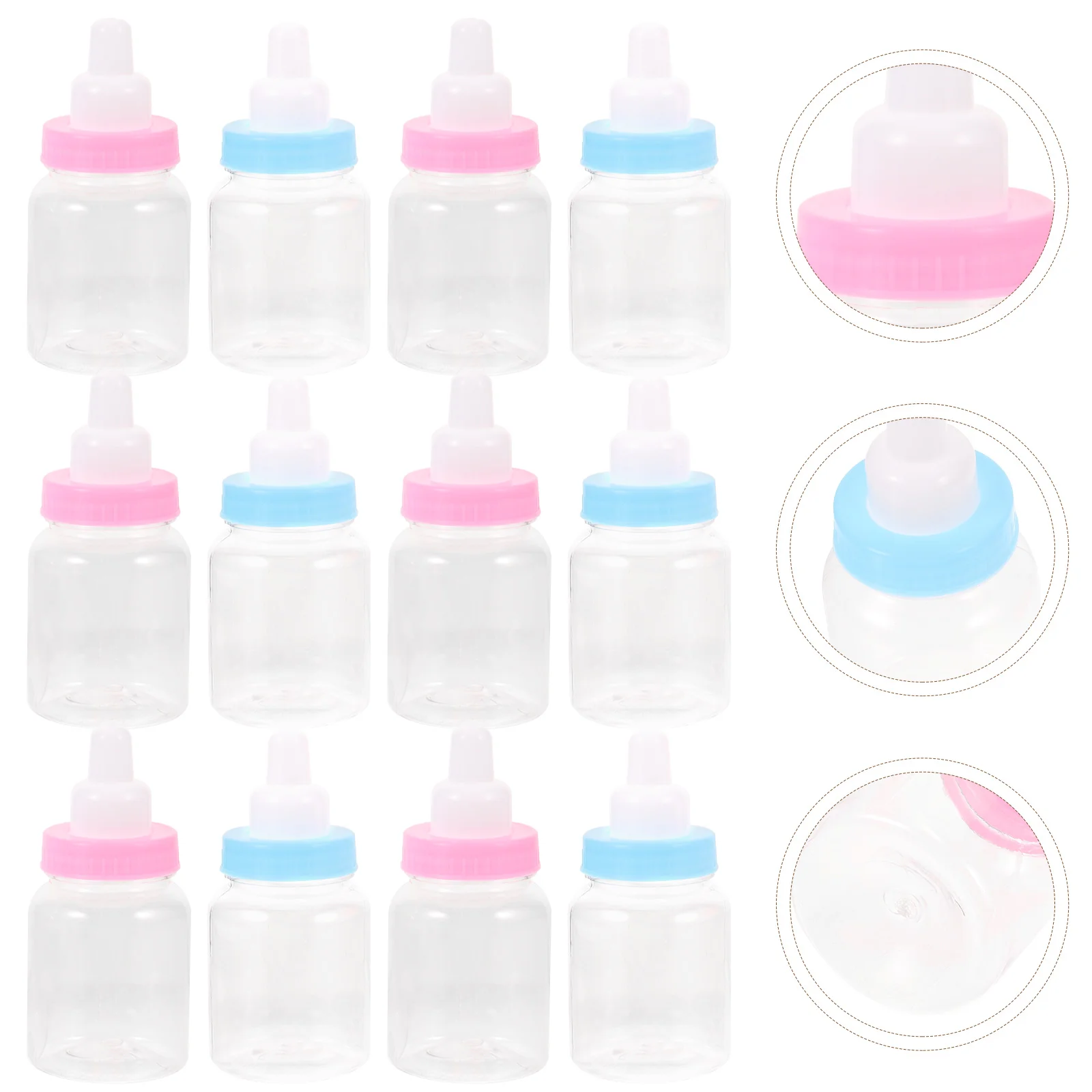 

12pcs Feeding Bottle Candy Box Bottles Transparent Gift Container Birthday Party Supplies for Decor Snacks Favor ( Blue )