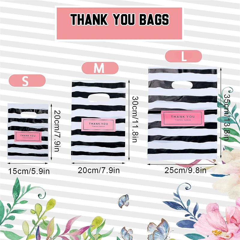100pcs 두꺼운 비닐 봉투 쇼핑 비즈니스 포장 가방 폴리 토트 백 선물 토트 파우치 의류 매장 핸드백