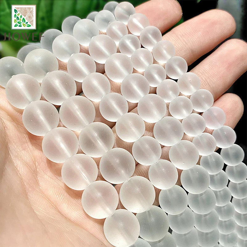 4/6/8/10/12mm Natürliche Matte Transparent Weiß Quarz Runde Perlen DIY Handgemachte Armband Halskette für Schmuck Machen 15'' Strang – Detail 3