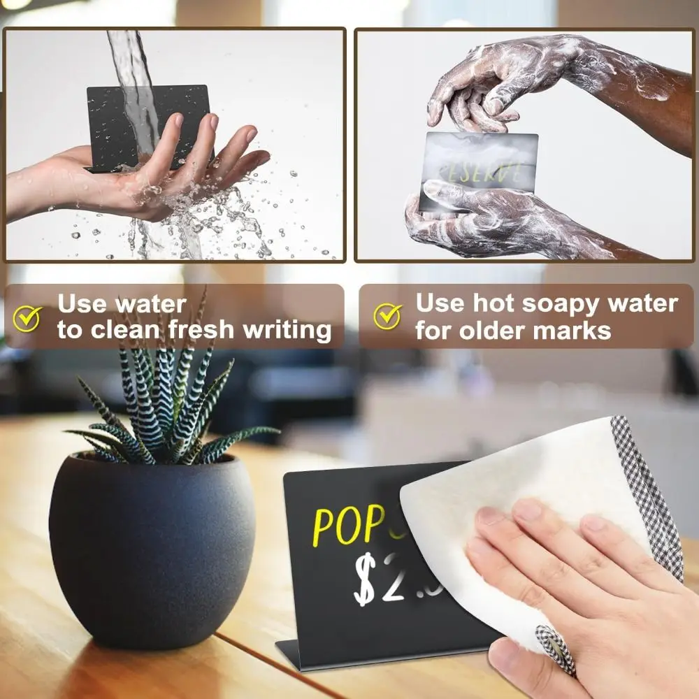 1pcs 다기능 아크릴/PVC 미니 칠판 재사용 가능 지울 수 있는 칠판 쓰기 가능 가격표 명판 디스플레이