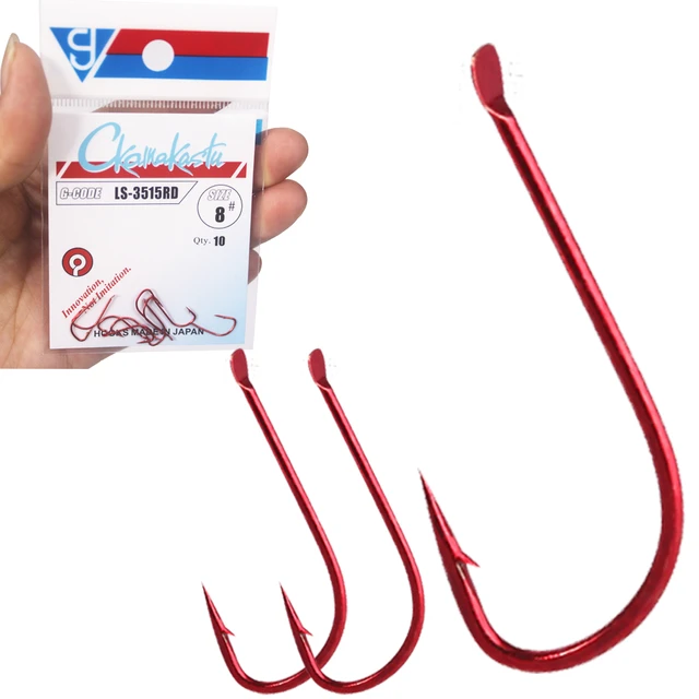 Gamakatsu Octopus Hook in High Quality Carbon Steel, Red, Size 2, 8-Pack 