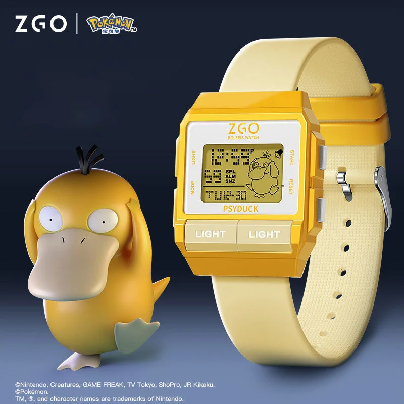 

Умные водонепроницаемые светодиодные часы Pikachu с мультипликационным персонажем покемона Psyduck, светящиеся электронные часы для студентов, мальчиков и девочек, подарок на день рождения