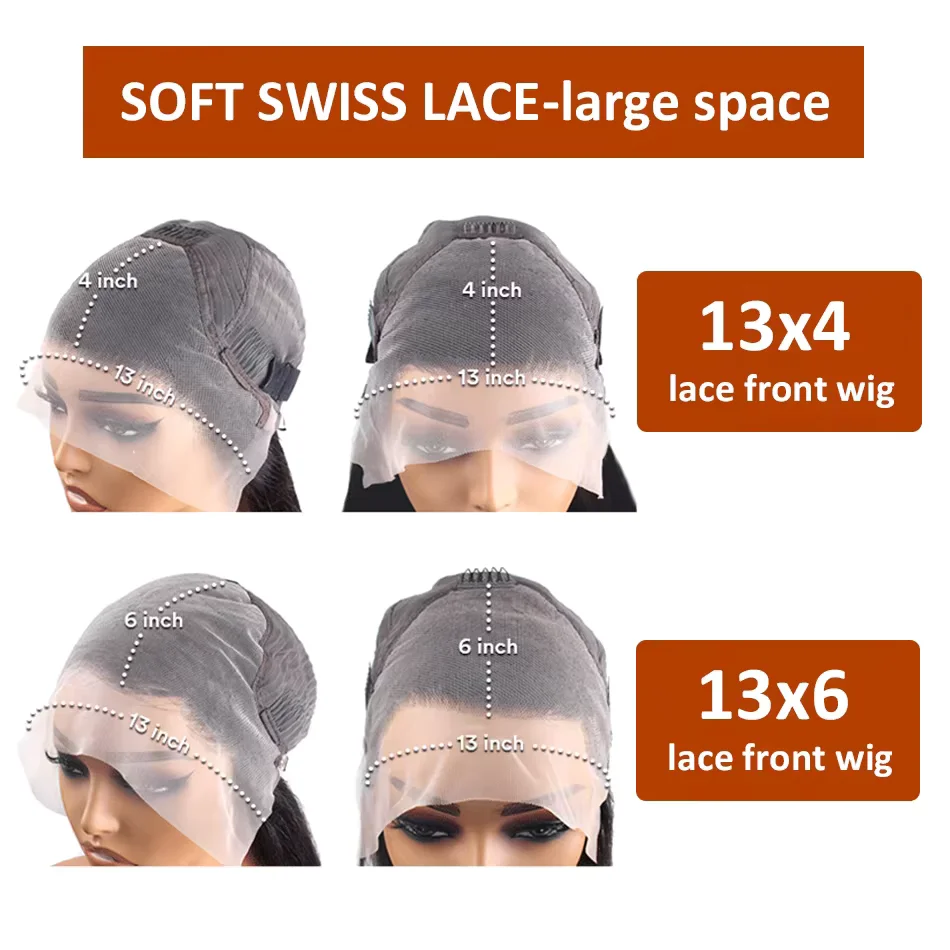 Straight 13X4 Lace Front Wigs Chocolate Brown Transparent Lace Frontal Wigs Human Hair 180% Density Dark Brown Human Hair Wigs