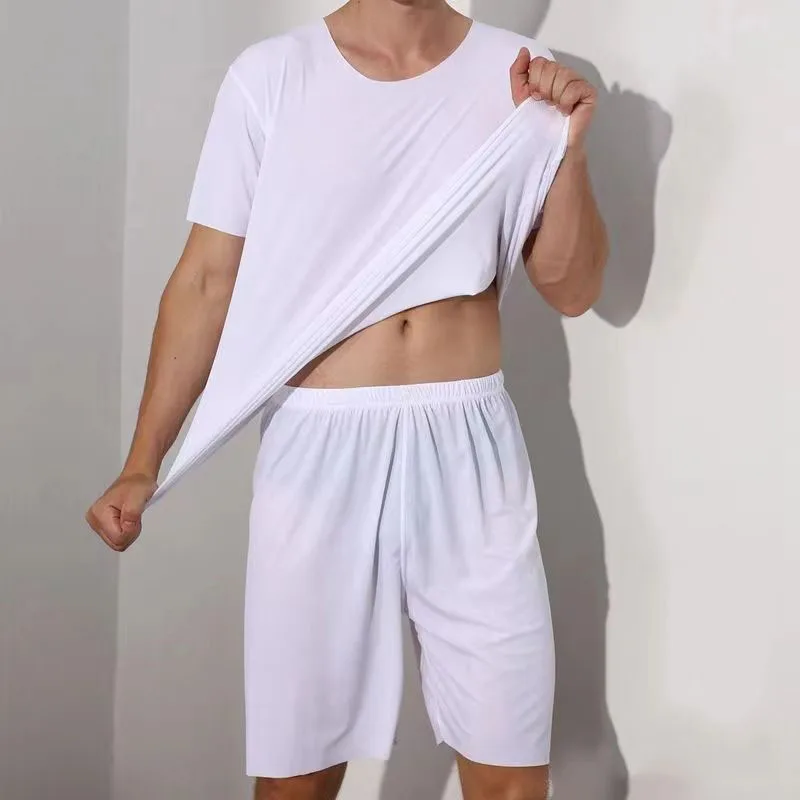 2pcs/Set Men's Pajamas Homewear Short-Sleeved T-Shirt Men's Sports And Leisure Loose Shorts Short-Sleeved Suit Large Size 4x Boy