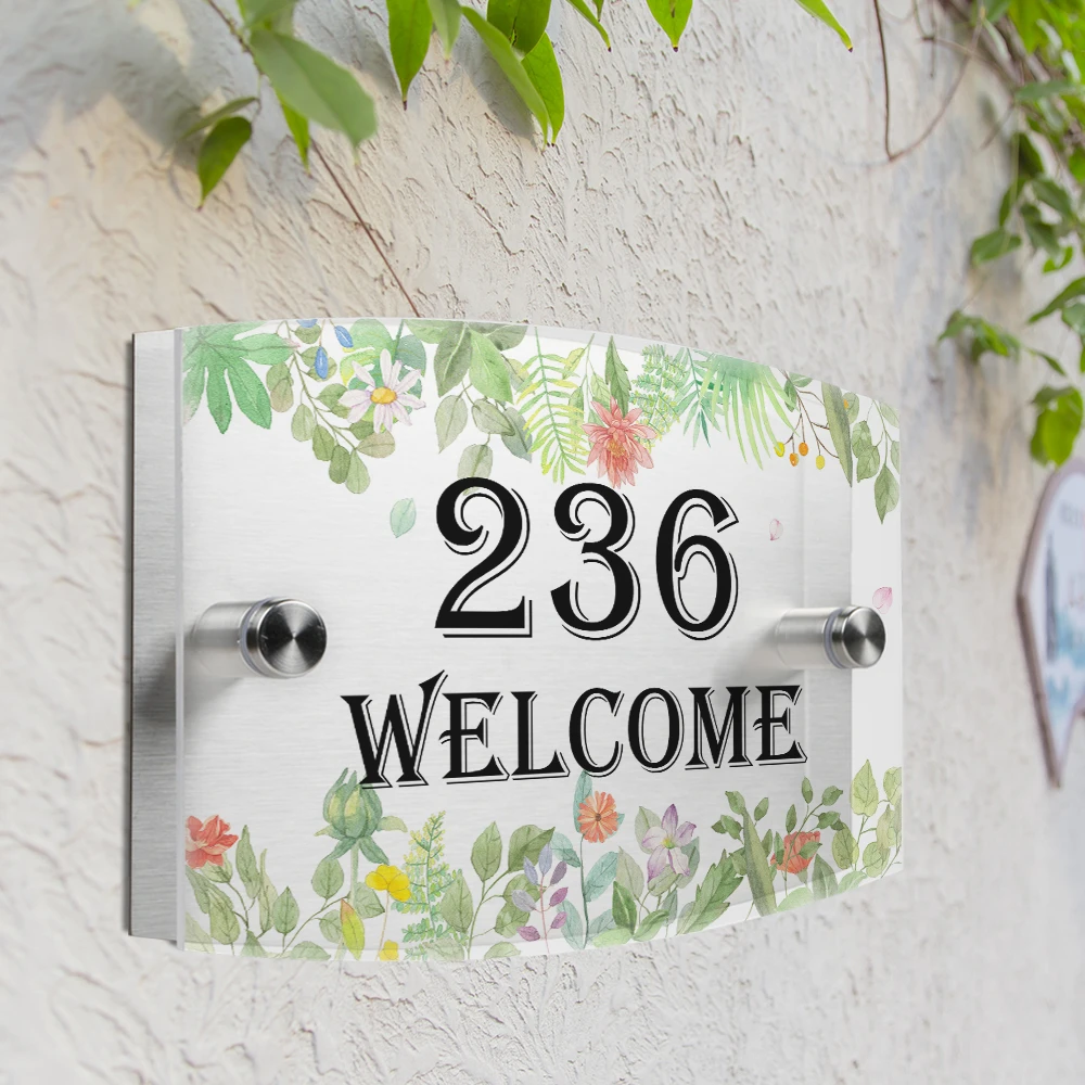 floral house sign custom made Door Number Sign door plaque house number 