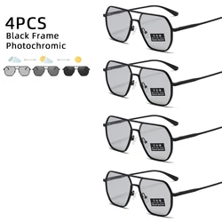 Vintage Photochromic Polarized Sunglasses - Fashionable Anti - Glare UV400 Shades (Black PH 4pcs)