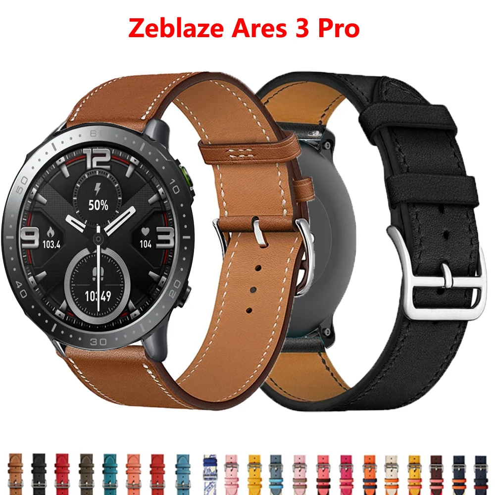 

22mm Leather Band for Zeblaze Ares 3 Pro 2 Smart Wristband Quick Releas Strap for Vibe 7 Pro Correa Bracelet Watches Accessories