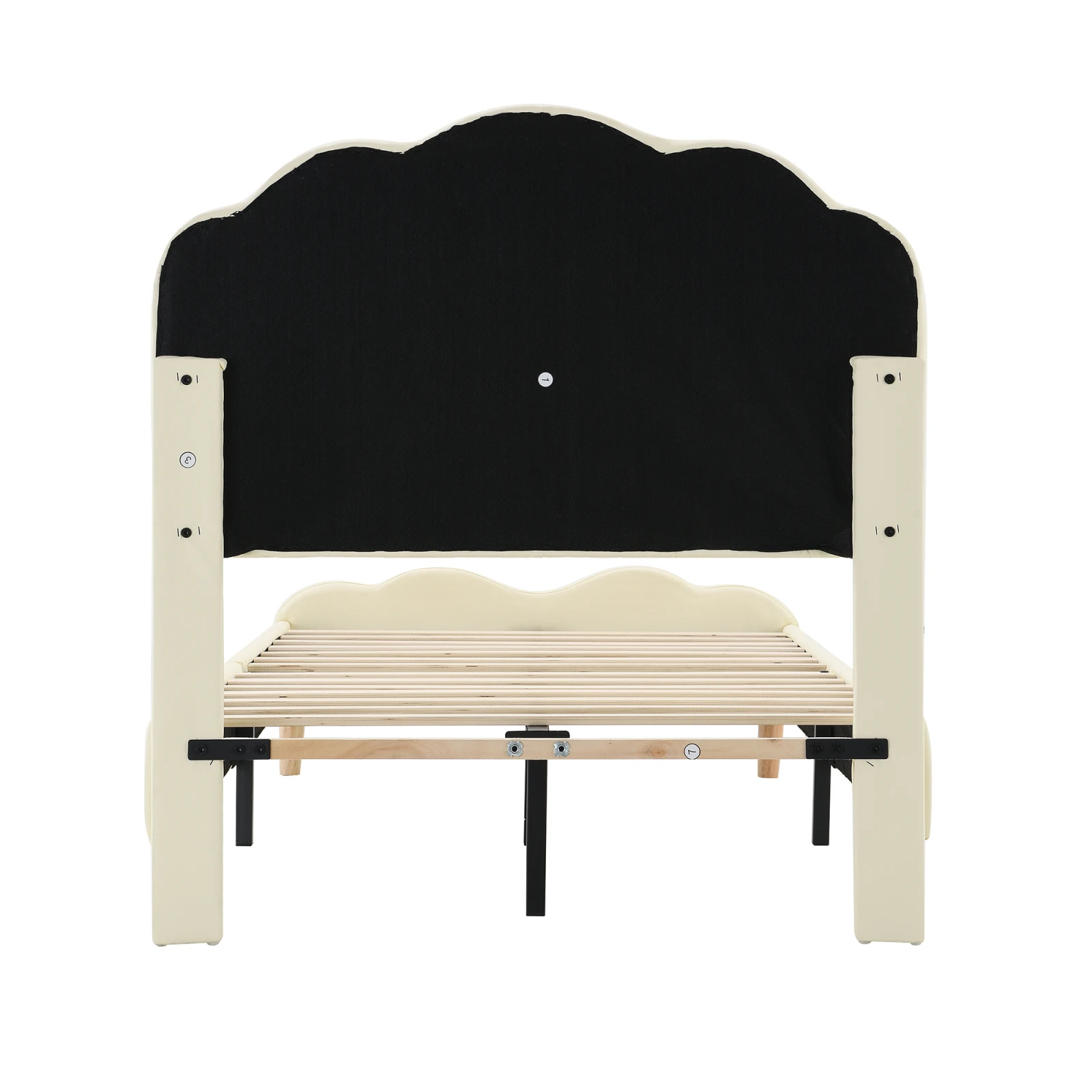Rosahqnda 90*200cm Kinderbett mit LED-Einzelbettgestell Mädchenbett Polsterbett Jugendbett mit Wellenkopfteil PU weiß – Detail 19