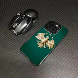 Syrian Golden Eagle Design Shockproof IMD Phone Case - Elegant & Durable Hard Cover - iPhone 15 (Black - YYDSG1233)
