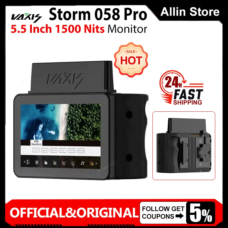 .Vaxis Storm 058 Pro 5.5 Inch 1500 Nits on Camera DSLR Field Monitor Wireless Monitor(V-mount) Professional Video Transmission
