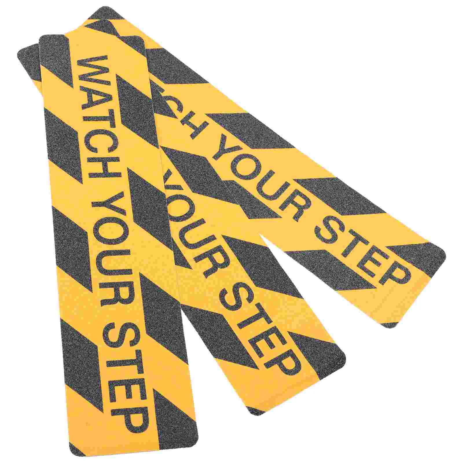 2 Pcs Anti Slip Tape Watch Your Step Warning Signs Safety Stickers Roadway Tape Steps Caution Wet Floor Sign Yellow