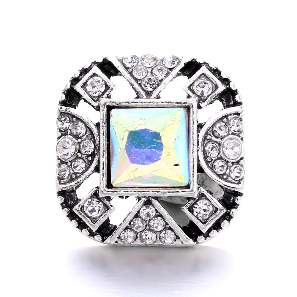 20pcs Vintage Crystal Square 18mm Metal Snap Buttons Fit Snaps Bracelet Necklace  Ginger Jewelry